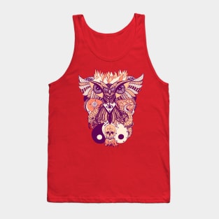 Peach Owl And Ageless Skull Tank Top